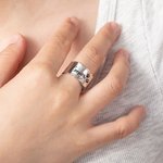 Personalized Paw Print Adjustable Hammered Ring with Name and Text Memorial Pet Loss Gift for Cat Dog Pet Lovers