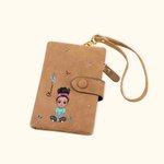Personalized Cartoon Character Birth Flower Leather Tri-Folded Wristlet Name Wallet with Card Holder Birthday Gift for Women Girls