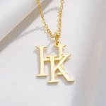 Personalized Minimalist Double Interlocking Initials Pendant Necklace Birthday Anniversary Valentine's Day Gift for Women
