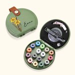 Personalized Vintage Birth Flower Portable Sewing Kit Set Storage Box with Name Birthday Sewing Accessories Gift for Tailor Lover
