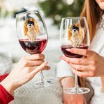 Personalized Hand Painted Pet Portrait Stemless Short Stemmed Wine Glass with Name Home Entertaining Bar Glassware Gift for Cat Dog Pet Lover