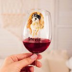 Personalized Hand Painted Pet Portrait Stemless Short Stemmed Wine Glass with Name Home Entertaining Bar Glassware Gift for Cat Dog Pet Lover