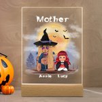 Gepersonaliseerd Heks Vampier Vleermuis LED Nachtlampje met 7 Kleuren Licht Houten Basis Home Decor Halloween Cadeau voor Familie