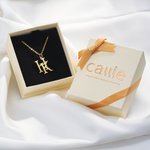 Personalized Minimalist Double Interlocking Initials Pendant Necklace Birthday Anniversary Valentine's Day Gift for Women