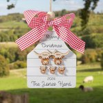 Personalised Wooden Family Christmas Ornament Farm Chickens Cows Pigs Deers Highland Cows