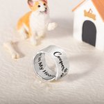 Personalized Paw Print Adjustable Hammered Ring with Name and Text Memorial Pet Loss Gift for Cat Dog Pet Lovers