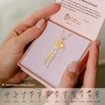 Collier de 2 Noms Verticaux Personnalisés avec Fleurs de Naissance Bijoux Minimalistes Cadeau Anniversaire Saint-Valentin pour Femme
