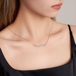 Personalized Thai Name Pendant Necklace with Birthstone Thailand Laos Nameplate Jewellery Birthday Anniversary Gift for Women