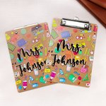 Personalized Erasable Cartoon Acrylic Clipboard with Name Back to School Teacher’s Day Gift for Teacher