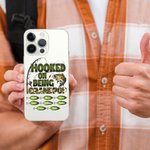 Personalized Hooked On Being Papa Fishing Theme Slim Phone Case Protective Cover for iPhone with Names Birthday Grandparents' Day for Dad Grandpa