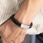 Personalized Classic Leather Braided Rope Bracelet with Engarved Text Birthday Valentine's Day Gift for Men