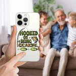 Personalized Hooked On Being Papa Fishing Theme Slim Phone Case Protective Cover for iPhone with Names Birthday Grandparents' Day for Dad Grandpa