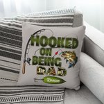 Personalized Hooked On Being Papa Fishing Theme Throw Pillow Cover with Names Camouflage Home Decor Birthday Grandparents' Day for Dad Grandpa