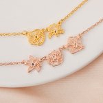 Personalized Minimalist Dainty Birth Flower Necklace with Birthstone Family Jewellery Birthday Gift for Women
