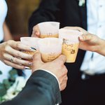 Lot de 10 Gobelets Plastiques Givrés Personnalisés avec Texte Style Bohème Cadeau de Mariage Bridal Shower pour Couple