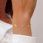 Personalised Dainty 1-6 Birth Flower Birthstone Initial Mixed Charm Bracelet Mother's Day Anniversary Birthday Gift for Women