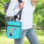Personalized Cartoon Character Birth Flower Waterproof Insulated Lunch Bag with Name Portable Back to School Work Picnic Gift for Kids Family