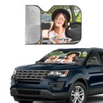 Personalized Photo Car Windshield Sunshade with Name and Suction Cup Auto Accessories Outdoor Activities Gift for Cat Dog Pet Lovers Campers