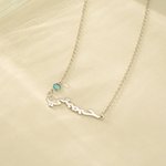 Personalizada árabe nombre colgante collar con piedra de nacimiento minimalista nombre de la placa de joyería cumpleaños islámico regalo para las muje