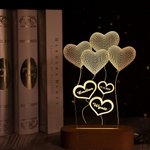 Veilleuse 3D Personnalisée avec Noms et Date Motif Coeur Cadeau Mariage pour Couple