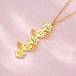Personalized Dog Cat Paw Wing Necklace with 1-12 Names Birthday Jewellery Gift for Women