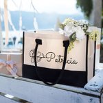 Bolsa tote grande personalizada con flor de nacimiento y nombre para viaje trabajo regalo de cumpleaños o Día de la Madre para mujeres