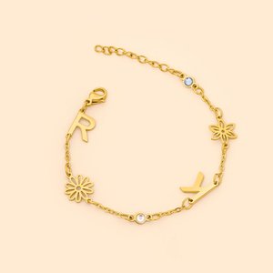 Personalisiertes Zierliches Armband mit 1-6 Gemischten Charms von Geburtsblume Geburtsstein Initiale Muttertag Jahrestag Geburtstag Geschenk für Damen