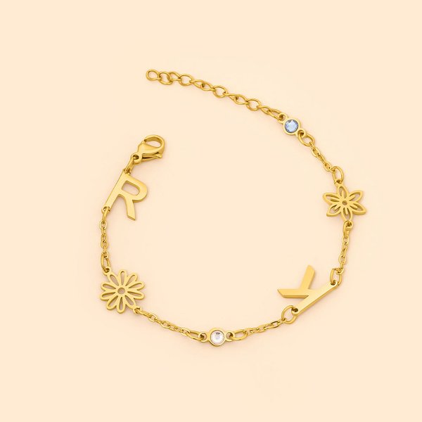 Personalizada delicada 1-6 Nacimiento Flor Piedra Inicial Mixto Charm Pulsera Día de la Madre Aniversario Cumpleaños Regalo para las mujeres