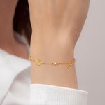 Personalised Dainty 1-6 Birth Flower Birthstone Initial Mixed Charm Bracelet Mother's Day Anniversary Birthday Gift for Women