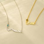 Personalizada árabe nombre colgante collar con piedra de nacimiento minimalista nombre de la placa de joyería cumpleaños islámico regalo para las muje