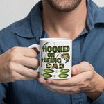 Personalized Hooked on Being Papa 11oz 15oz Ceramic Coffee Mug with Title and 1 - 20 Kid Names Grandparents Day Father's Day Gift for Dad Grandpa