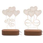 Veilleuse 3D Personnalisée avec Noms et Date Motif Coeur Cadeau Mariage pour Couple