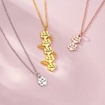 Personalized Dog Cat Paw Wing Necklace with 1-12 Names Birthday Jewellery Gift for Women