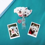 Personalisierter Haustier Porträt Anhänger Ausweishalter in Malerei Stil Clip mit Glitter Pfoten Abdruck Geschenk für Tierliebhaber