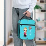 Personalized Cartoon Character Birth Flower Waterproof Insulated Lunch Bag with Name Portable Back to School Work Picnic Gift for Kids Family