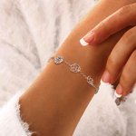 Personalised Dainty 1-6 Birth Flower Birthstone Initial Mixed Charm Bracelet Mother's Day Anniversary Birthday Gift for Women