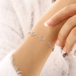 Personalised Dainty 1-6 Birth Flower Birthstone Initial Mixed Charm Bracelet Mother's Day Anniversary Birthday Gift for Women