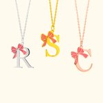 Personalized Minimalist Dainty Bow Initial Necklace Anniversary Birthday Jewellery Gift for Women