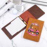 Personalized Pink Floral Golf Cart Design Leather Golf Scorecard Holder with Name and Pencil Loop Portable Golf Accessories Gift for Golf Lover Coach