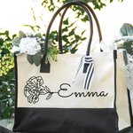 Bolsa tote grande personalizada con flor de nacimiento y nombre para viaje trabajo regalo de cumpleaños o Día de la Madre para mujeres