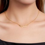 Personalizada árabe nombre colgante collar con piedra de nacimiento minimalista nombre de la placa de joyería cumpleaños islámico regalo para las muje