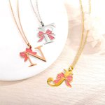 Personalized Minimalist Dainty Bow Initial Necklace Anniversary Birthday Jewellery Gift for Women