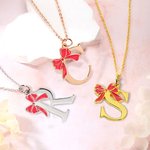 Personalized Minimalist Dainty Bow Initial Necklace Anniversary Birthday Jewellery Gift for Women