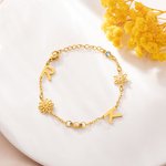 Personalised Dainty 1-6 Birth Flower Birthstone Initial Mixed Charm Bracelet Mother's Day Anniversary Birthday Gift for Women