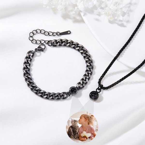 Personalisierte Foto-Projektion Halskette Armband Boxkette Geburtstag Valentinstag Geschenk für Herren