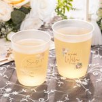 Lot de 10 Gobelets Plastiques Givrés Personnalisés avec Texte Style Bohème Cadeau de Mariage Bridal Shower pour Couple