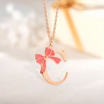 Personalized Minimalist Dainty Bow Initial Necklace Anniversary Birthday Jewellery Gift for Women