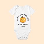Personalized Cutest Coolest Sweetest Pumpkin In The Patch 100% Cotton Baby Bodysuit with Name Baby Shower Halloween Gift for Newborns