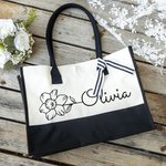 Bolsa tote grande personalizada con flor de nacimiento y nombre para viaje trabajo regalo de cumpleaños o Día de la Madre para mujeres