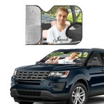 Personalized Photo Car Windshield Sunshade with Name and Suction Cup Auto Accessories Outdoor Activities Gift for Cat Dog Pet Lovers Campers
